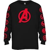 Marvel Avengers Endgame Logo Symbol Captain America Graphic Longsleeve T-Shirt(LG, Black)