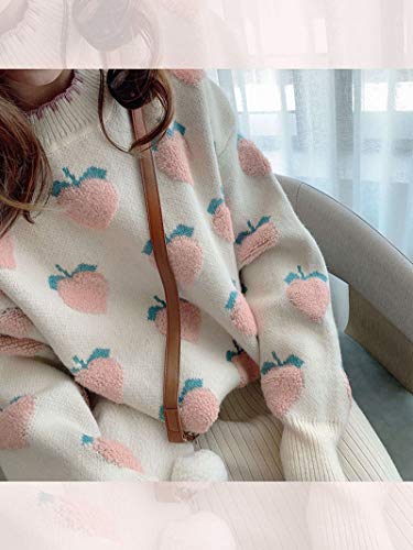 CORIRESHA Womens Pullover Sweater Casual Sweet Strawberry Long Sleeve Loose Knitted Sweater Tops2