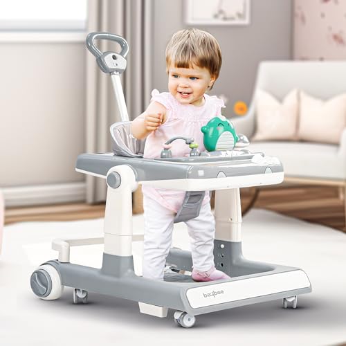 Image of Baybee Baby Walker for Kids with Height Adjustable & Tray, Activity Walker for Baby with Musical Toy Bar (Flix Grey)