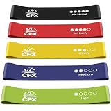 CFX Resistance Bands, Exercise Bands Skin-Friendly with 5 Different Strength Levels - for Legs and Glutes, Arms, Pilates, Yoga