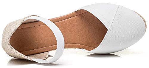 U-lite Women's 3" Elastic Band Ankle Strap Round Closed Toe Espadrilles Wedges Heel Sandals4