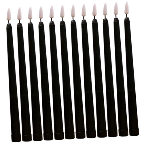 Bougies coniques LED haut de gamme : ornement de table noir de prestige