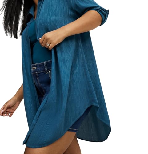 Torrid Women's Plus Size Oversized Kimono Shirt, Legion Blue, 2