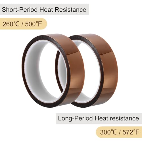 Image of uxcell Heat Resistant Tape - 3 Pcs High Temperature Heat Transfer Tape Polyimide Film Adhesive Tape 25mm x 33m(108ft)