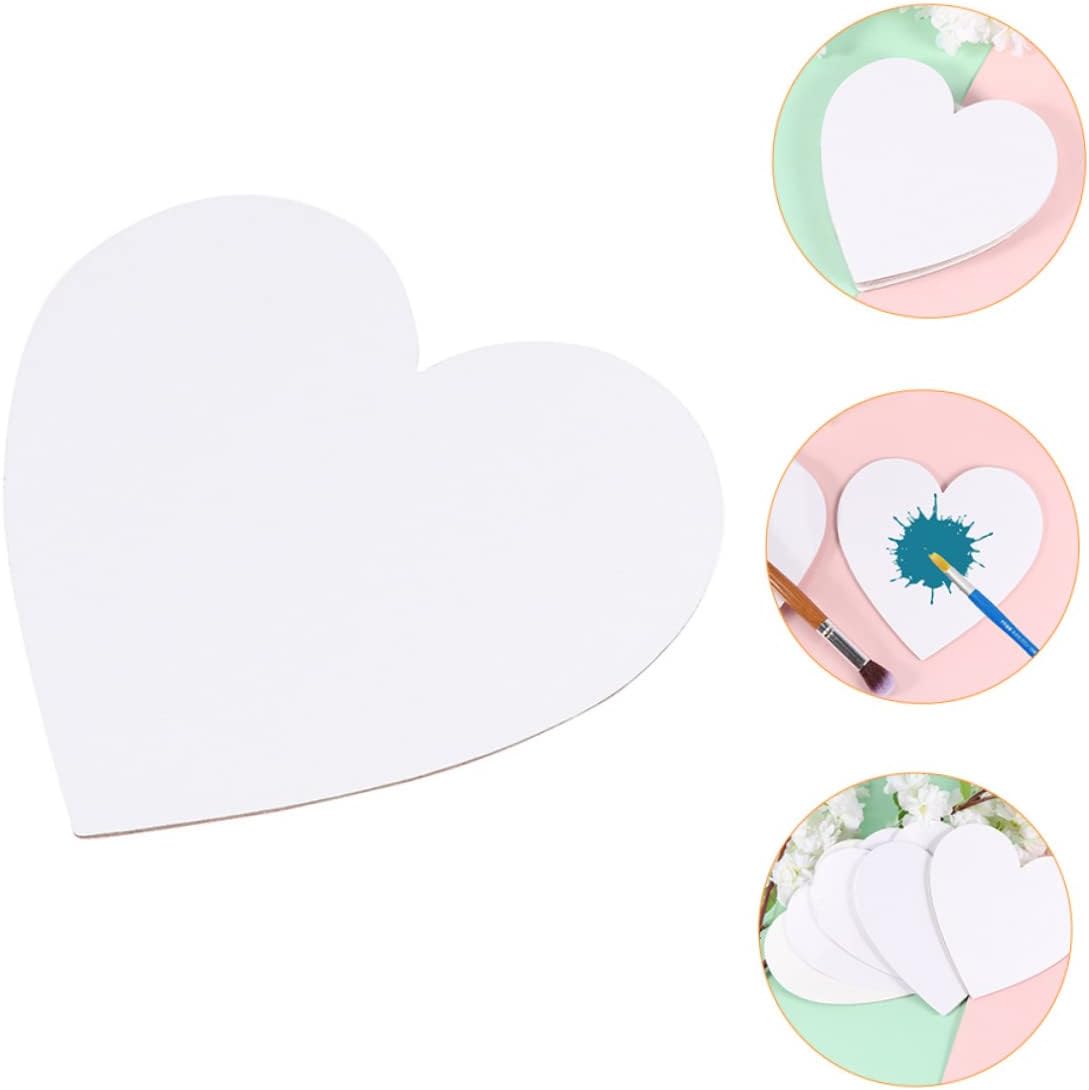 6Pcs Heart Shape Cotton Painting Boards Art Panels for Oil Tempera for DIY Projects Indoor Outdoor Use Durable Canvas