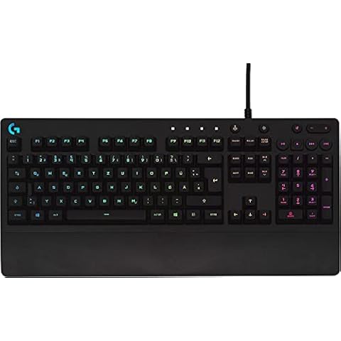 Logitech G213 Prodigy Gaming-Tastatur, RGB-Beleuchtung, Programmierbare G-Tasten, Multi-Media Bedienelemente, Integrierte Handballenauflage, Spritzwassergeschützt, Deutsches QWERTZ-Layout - Schwarz Cover