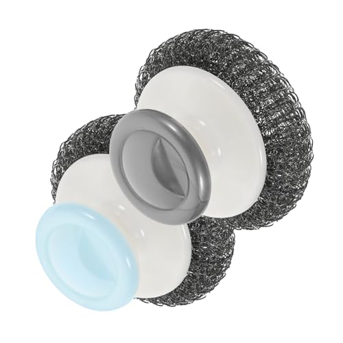 HAPINARY Ergonomic Steel Ball Brush Handle Dish Scrubber Kitchen Scrub Brush Sturdy Cleaning Brush for Heavy-Duty Pot Pan Cleaning