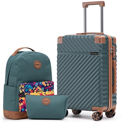 Image of Cosbarn Carry On Luggage 22x14x9 Airline Approved,3 Piece Luggage Set | Lightweight ABS Hardside Luggage,20Inch Carry On Suitcase,Suitcases with Wheels,TSA-Approved LocK,With Matching Backpack