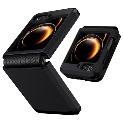 DOMAVER for Samsung Z Flip 6 / Flip 7 FE Case, Hinge Protective Case for Samsung Flip Men Women, Heavy Duty Shockproof Anti-Scratch Samsung Galaxy Z Flip 6 / Flip 7 FE Cover, Black