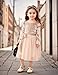 UNICOMIDEA Toddler Girl Tulle Dress 4t Ruffle Long Sleeve Baby Girls Tutu Holiday Party Fashion Velvet Dresses, Apricot, 3-4t