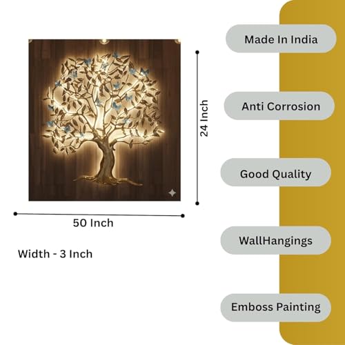 Image of Bharat Art Metal Iron Big Butterfly Tree With Led Wall Art Decor for Living Room, Home, Hotel, Office & Cafe | Elegant Multicolor Decorative Wall Hanging Sculpture | Premium Gift Item | 60 x 3 x 60 inch CW121