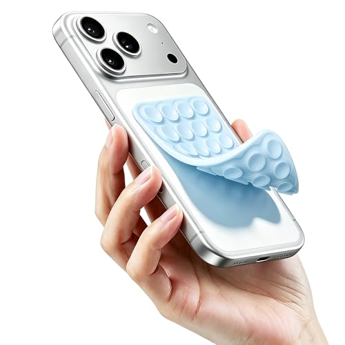 DreamsLink.LC Silicone Double-Sided Suction Phone Case Detachable Mount Fidget Sticky Grip Accessories Teen Girl Gifts Trendy Stuff Hands-Free Holder for ASMR/TikTok/Gym Creators(Babyblue Small)