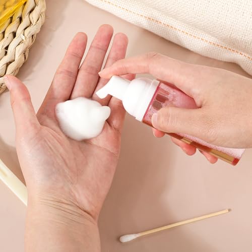 Molain 2 Stück Schaumspender, 60ml seifenschaumspender Pumpflasche Reise Schäumende Pumpflaschen Tragbare Spenderflasche für Kosmetik Shampoo Creme(Grün+Rosa)