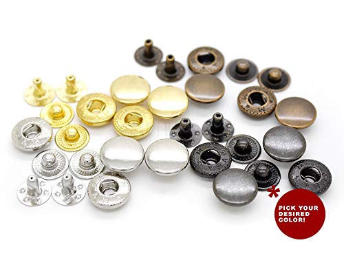 CRAFTMEMORE 50 Sets Gold Plating Snap Buttons S-Spring Socket Popper Fasteners for Jacket Bag Closures #665 VT2 (10mm (0.39\"))