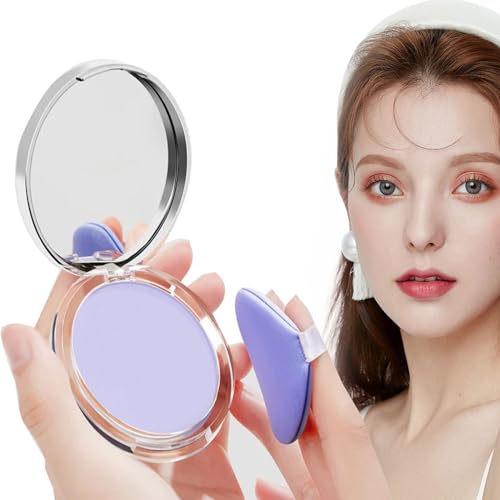 Chillab Lavender Matte Powder, Chillab Lavender Matte Powder Oil Control, Chillab Polvo Compacto with Mini Powder Puff, For Silky Blurring Oil Control Long-Lasting Makeup, Creates Soft 1PC