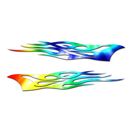 Southern Decalz Pair of Tribal Flames - Vinyl Decal Sticker - 12" x 5" - Tie Dye