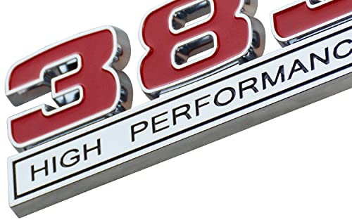Image of Pair Set 383 6.2L High Performance Engine Emblem Badge 3D Decals Stickers Cars Trucks Chrome Black Red
