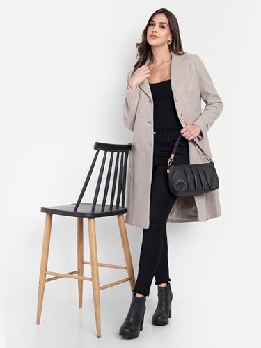Image of HAUTEMODA Women's Winter Coat Trench Long Sleeves Over Coat With Pocket single Breasted