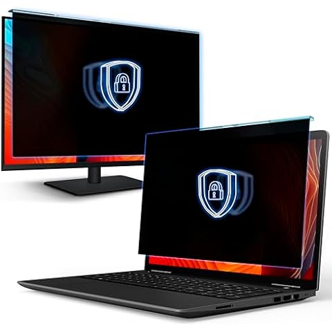 VINTEZ 1 Pack 17"-19" 5:4 and 1 Pack 14" 16:9 Computer Privacy Screen Filter for Widescreen Computer Monitors - Monitor Frame Hanging Type - Privacy Screens Bundle Cover