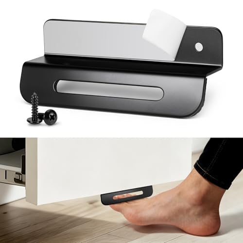 MZLlanyun 1-Pack Under Cabinet Foot Pull with Adhesive and Screws Hands Free Toe Kick Opener for Trash Cabinet Door Comfortable EVA Pad Touchless Cabinet OpenerBlack