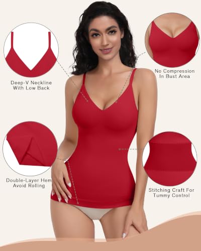 Image of EUYZOU Womens Tummy Control Shapewear Tank Tops Seamless V-Neck Compression Tank Tops Body Shaper Camisole