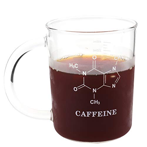 Suwimut 2 Pack Caffeine Beaker Mug Caffeine Molecule Mug, 16 oz Borosilicate Glass Chemistry Mug Coffee Mugs with Handle and Measuring for Tea, Coffee, Latte, Hot and Cold Beverage - Image 6