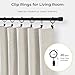 INOVADAY 100% Blackout Curtains for Bedroom, Black Out Curtains 84 Inch Long, Clip Rings Linen Blackout Drapes, Thermal Insulated Room Darkening for Living Room, 2 Panels - Beige,W50xL84