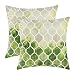 CaliTime Pack of 2 Cozy Throw Pillow Cases Covers for Couch Bed Sofa Manual Hand Painted Colorful Geometric Trellis Chain Print 18 X 18 Inches Main Grey Green Olive