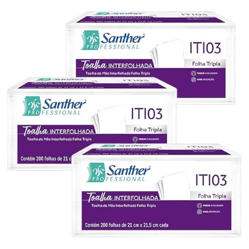 Papel Toalha Interfolhado Folha Tripla Santher Maxima Absorção 60...