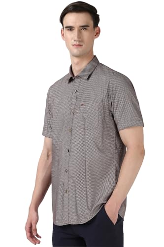 Image of Peter England Men Brown Slim Fit Print Shirt