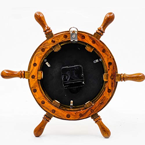 14" Authentic Nautical Time Tide Clock Porthole Ship Wheel | Navy Pirate's Gift & Decor | Nagina #TOP3