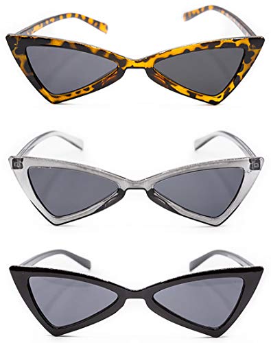 Set of 3 - Stylish Colorful Retro 1950s Plastic Sunglasses UV 400 Protection2