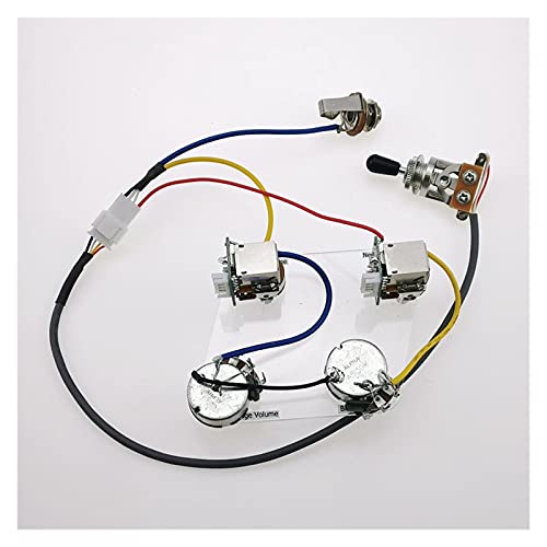 Electric Guitar Pickup Wiring Harness Push-Pull Switch Potentiometer for LP SG Epiphone Without Welding Guitar Replacement Parts (Chrome Black Hat)
