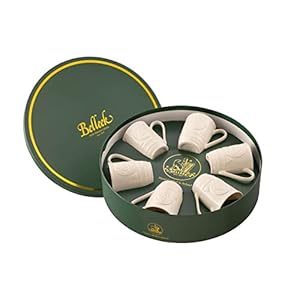 Belleek Beverage Mugs – Celtic Mugs, Set of 6, 4.8”(W) x 4”(H), 10 Fl Oz, White – Fine Parian China Drinkware