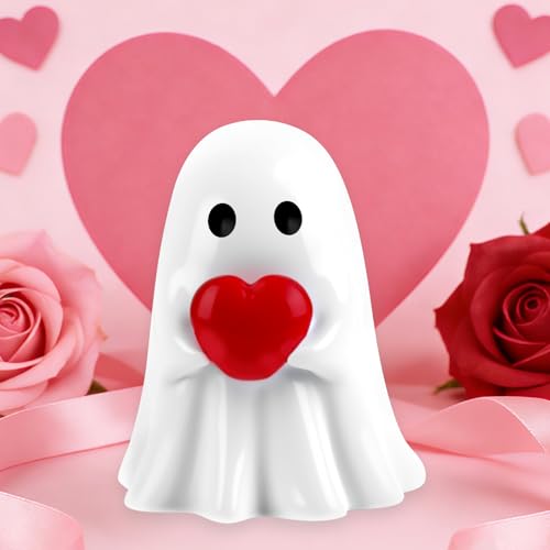 Aqzaxora 2026 Valentine's Day Ghost Figurine, Cute Red Heart...