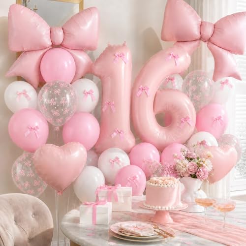 Image of 16th Birthday Decorations for Girl,Pink 16 Balloons for Party Decorations