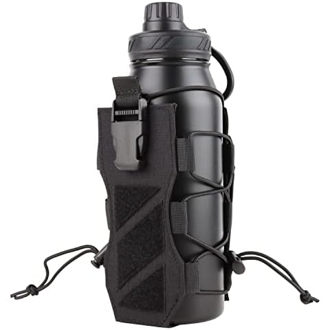 CAT Outdoors Tactical MOLLE Water Bottle Holder 40 oz, Adjustable Tactical Water Bottle Pouch for Backpack Strap, MOLLE Water Bottle Pouch Carrier, Tactical Water Bottle Holster (Black) Cover