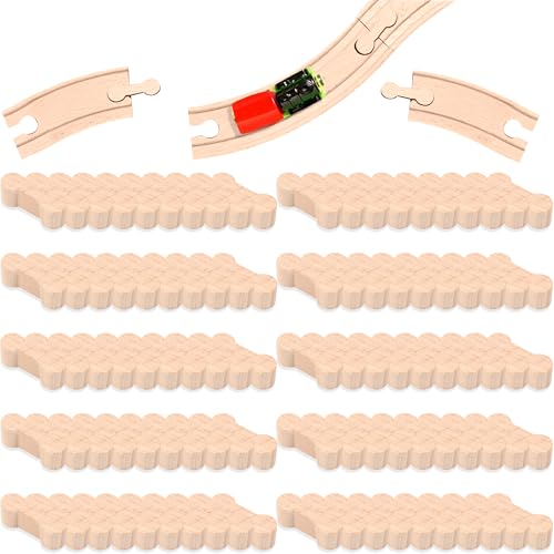 100 Pcs Wooden Dog Bone Track Connector Bulk Wood Train Connector Pieces Train Track Adapter Accessories Compatible with Most Train Track Sets for Teens to Make Railway Track