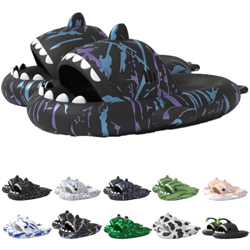 Jfxgjuv Sharklas Polares Shark Swell Chanclas Sharky Chanclas Originales Shark Cloud Slides Thick Sole Non-Slip Open Toe Shark Slides Slippers for Women Men