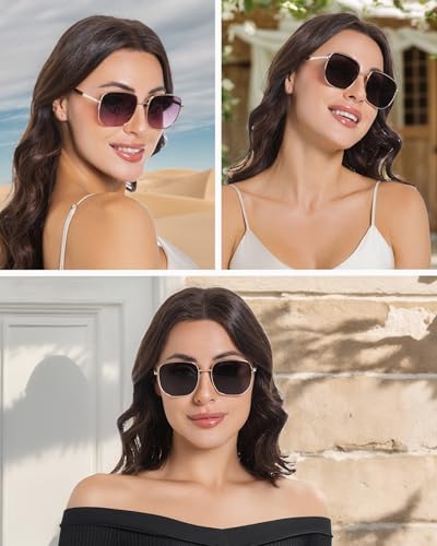 JOOX Trendy Oversized Square Sunglasses for Women Men Classic Metal Hexagon Sun Glasses Ladies UV400 Protection Shades2