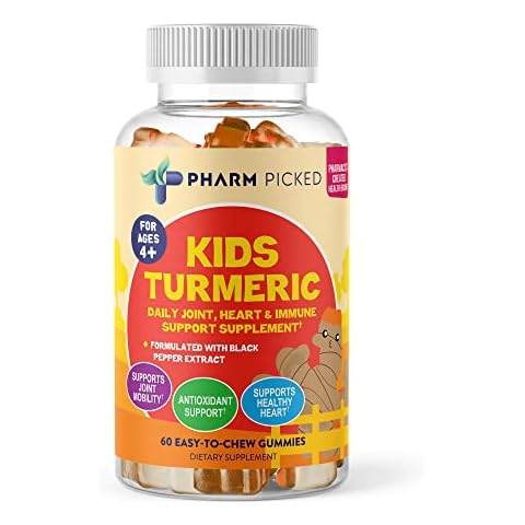 PHARM PICKED Kids Age 4+ Turmeric Gummies | Pectin-Based, Vegan, 95% Curcuminoids | Antioxidant with Heart & Immune Support (60 Capsules) Cover