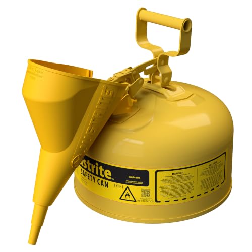 Justrite Type I Diesel Safety Can, Yellow Galvanized Steel, Made in the USA