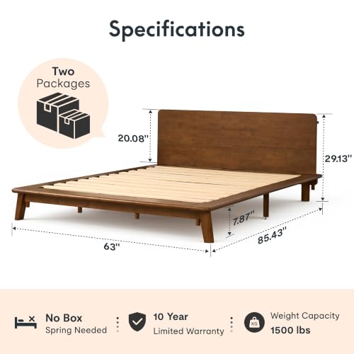Image of FLEXISPOT Hako G1 Queen Solid Wood Platform Bed with Tool-Free Assembly