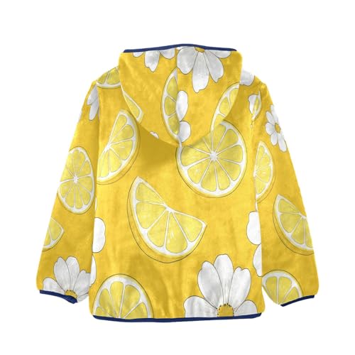 Lemon Slice Daisy Pattern Toddler Fleece Jacket Girl Boys Hooded Fleece Jacket Coat Warm Outwear Zip-up 3-10T2
