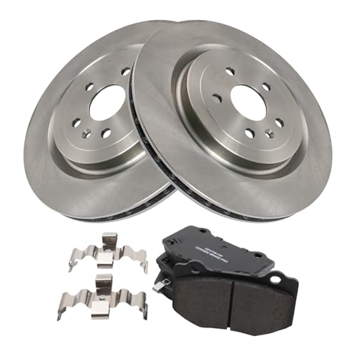 Image of TRQ Rear Brake Pad and Rotor Set Ceramic Compatible with 2017-2020 Chevrolet Camaro