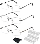 HIYANJN Frameless Reading Glasses Blue Light Blocking Rimless Computer Reader For men Lightweight Eyeglasses（3-pack)