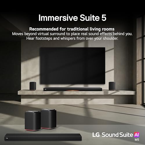 Image of LG Sound Suite Immersive Suite 5 Wireless Bundle | H7 Soundbar + 2X M5 Speakers | 7.1.5 Ch, Dolby Atmos FlexConnect & Hi-Res Streaming (New 2026 Model)