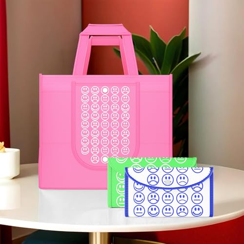 Image of Kuber Industries Pack of 3 Foldable Shopping Bags For Women | Grocery Bags For Market | Jhola /Thela & Daily Use Bags | Smile- Pink, Green & White Blue