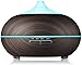 Humidificador de aromaterapia ultrasónico, difusor de aceites esenciales, 550 ml, 7 colores LED, seguro y elegante, 3 ajustes de tiempo fijo, apagado automático purificar el aire (marrón oscuro)