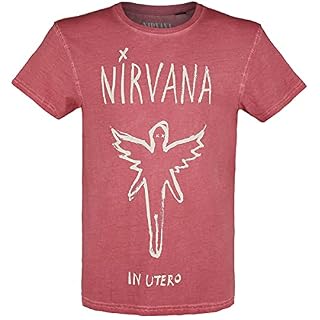 Nirvana in Utero Homme T-Shirt Manches Courtes Rouge Regular/Coupe Standard - Les Beatles, Paul McCartney, John Lennon, RIngo Starr, George Harrison